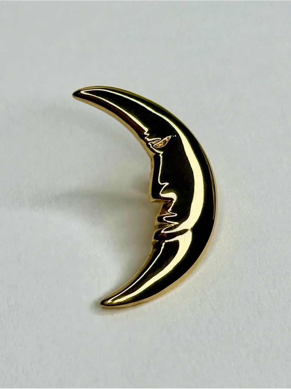 Vintage Signed CAROLEE Gold Crescent Moon Face Man in Moon Celestial Brooch Pin